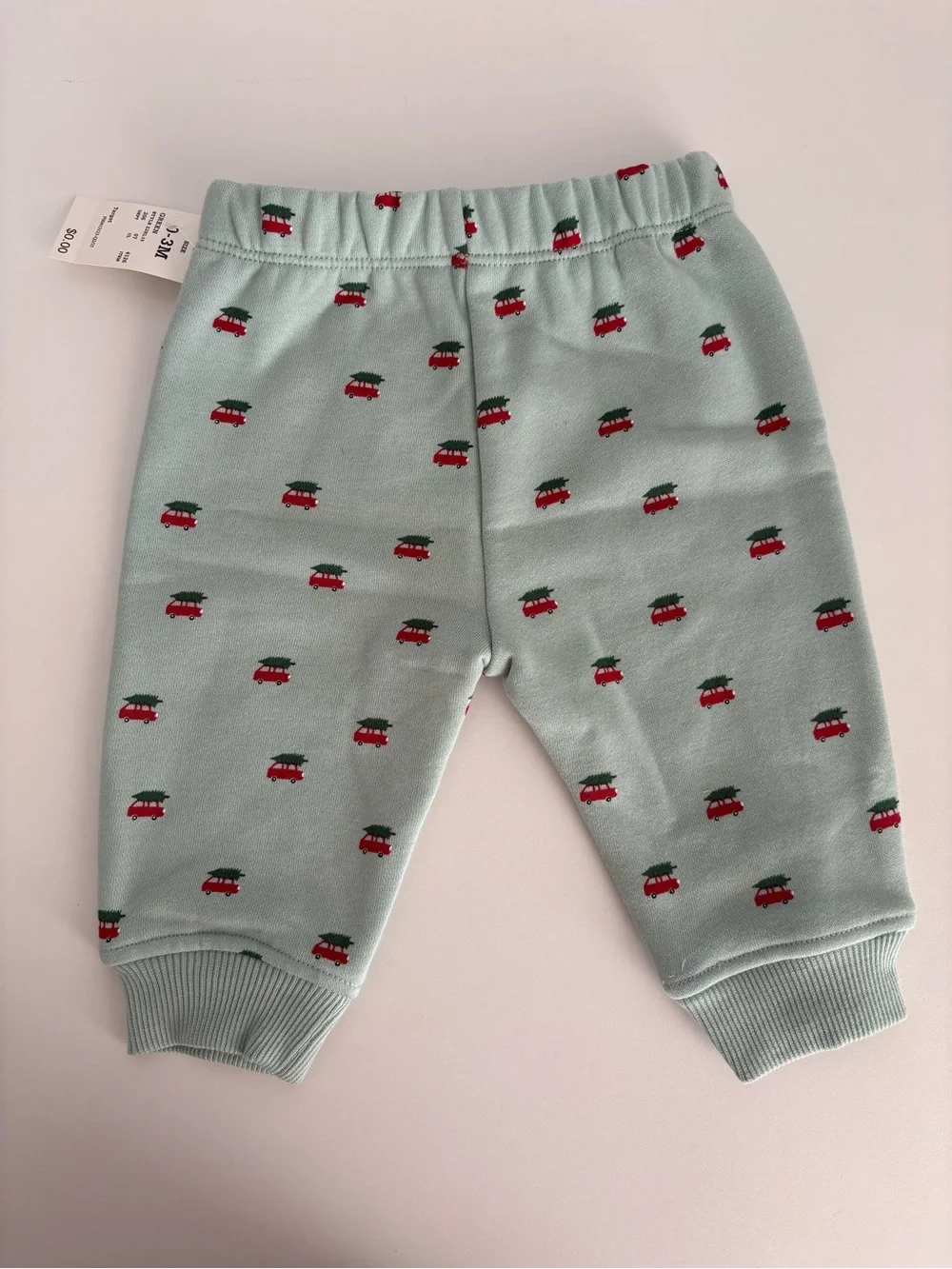 cloud island Baby Sweater in Light Gray with Red Car Print 0-3m